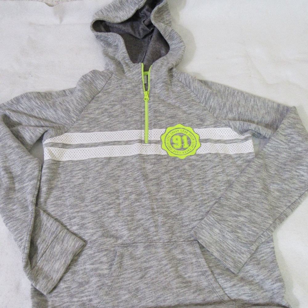 DANSKIN NOW Love Cheer Girls Fleece Lined Gray Hoodie Sweater